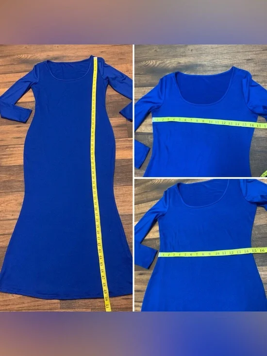 Women's blue gown Long dress Sz L Long Sleeve styled mermaid evening Shein - Picture 3 of 5